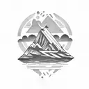 tiny island and text written "Ada" tattoo design idea