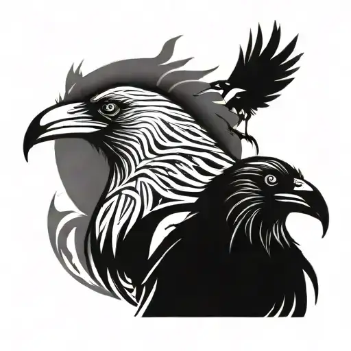 hugin and munin raven tattoo design idea