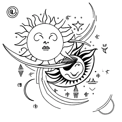 A minimalist sun and moon tattoo design incorporating the numbers 21 and 08 in a subtle and creative way tattoo design idea