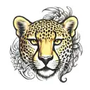 Cheetah face surrounded tattoo design idea