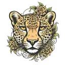 Cheetah face surrounded tattoo design idea
