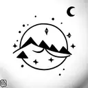 open book, mountains, moon, constellations tattoo design idea