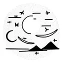 open book, mountains, moon, constellations tattoo design idea