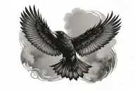 Crow flying tattoo design idea
