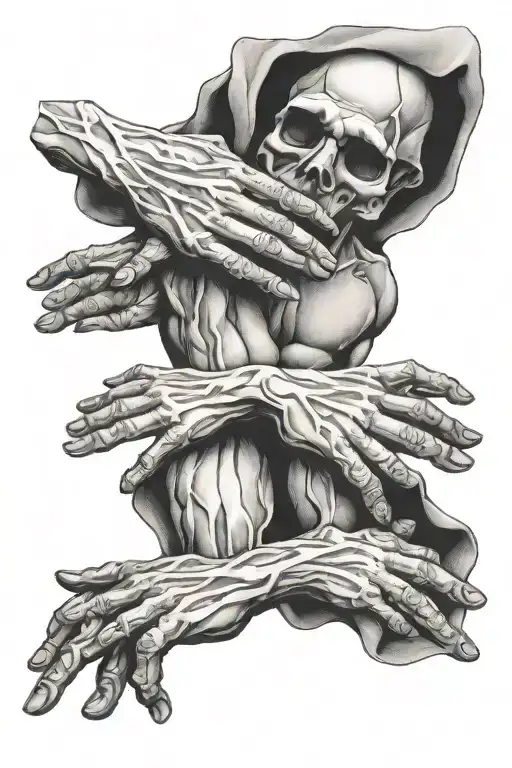 hands from the Sistine Chapel, a cross and some inscription; minimalistic tattoo design idea