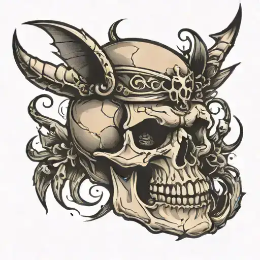 skull angry tattoo design idea