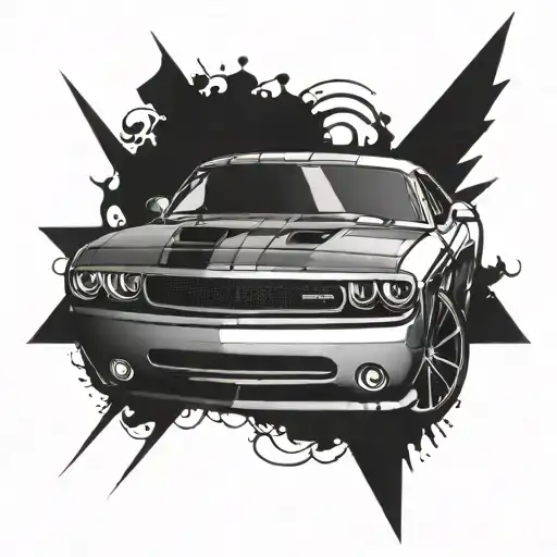 dodge challenger tattoo design idea
