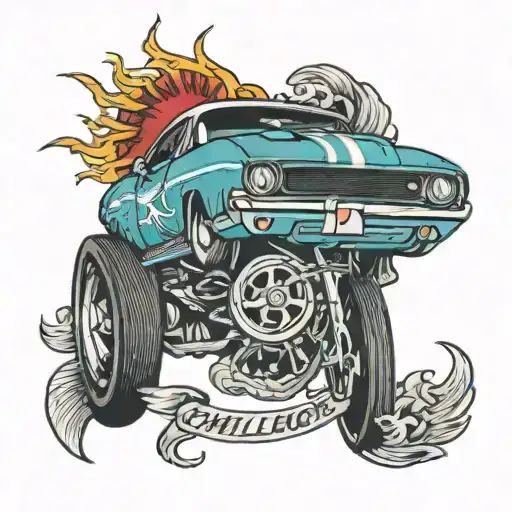 dodge challenger tattoo design idea