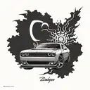 dodge challenger tattoo design idea