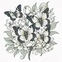 2 butterflies 6 tulips tattoo design idea