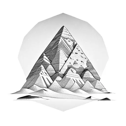desert mountain in a geometric diamond with a saguaro cactus on the left side  tattoo design idea