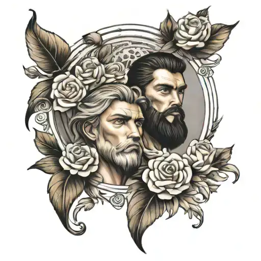 Leo and Virgo realistic arm sleeve tattoo for a man tattoo design idea