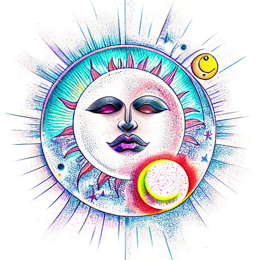 Sun and Moon tattoo design idea