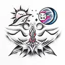 Sun and Moon tattoo design idea