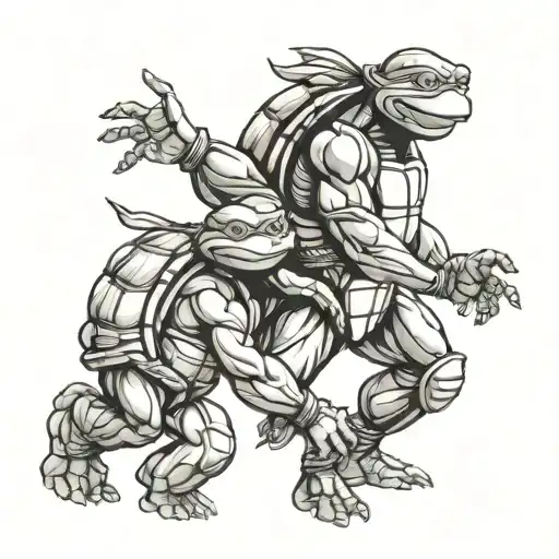 Michelangelo the painter shaking hands with Michelangelo the ninja turtle in the style of the creation by Michelangelo  tattoo design idea