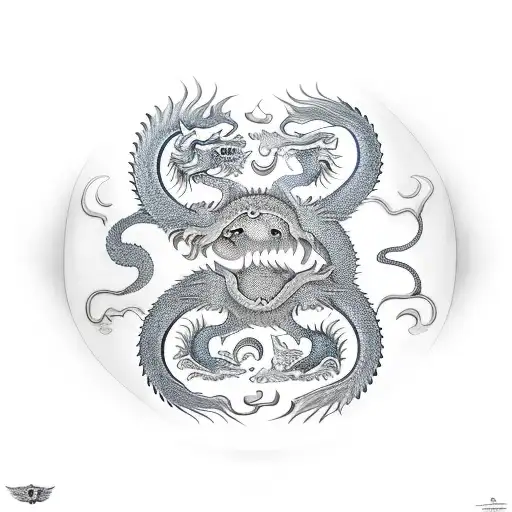 dragon and lion as part of a yin yang tattoo design idea