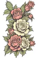 cacti with roses tattoo design idea