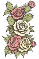 cacti with roses tattoo design idea