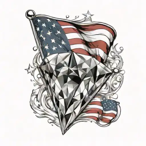 a diamond with USA flag tattoo design idea