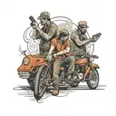 four people lurking on road tattoo design idea