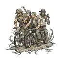 four people lurking on road tattoo design idea