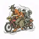 four people lurking on road tattoo design idea