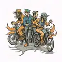 four people lurking on road tattoo design idea