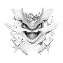 broken wishbone connected by a string of teeth and gems tattoo design idea