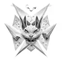 broken wishbone connected by a string of teeth and gems tattoo design idea