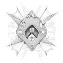 broken wishbone connected by a string of teeth and gems tattoo design idea