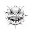 broken wishbone connected by a string of teeth and gems tattoo design idea