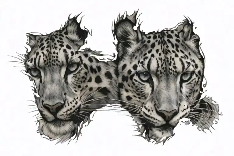 eyes and a snow leopard tattoo design idea