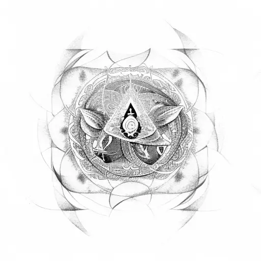 Pisces and the Buddha meditating under the sacred geometry of chakras tattoo design idea