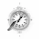 Feather and clock tattoo design idea