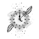 Feather and clock tattoo design idea