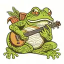 frog with a straw hat playing the ukelele  tattoo design idea