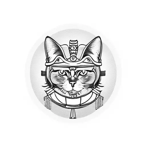 cat samurai tattoo design idea