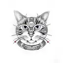 cat samurai tattoo design idea