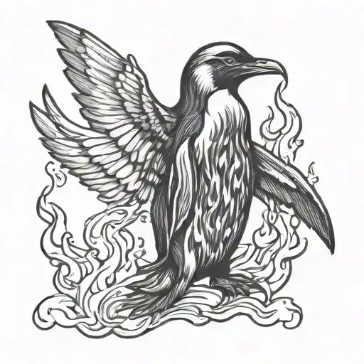 fire penguin death angel tattoo design idea