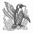 fire penguin death angel tattoo design idea