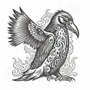 fire penguin death angel tattoo design idea