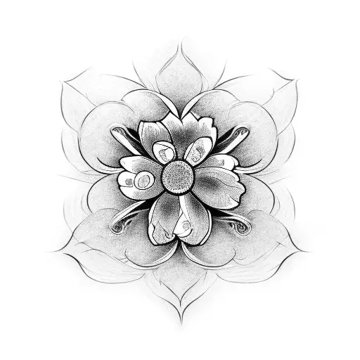 A barber pole intertwined with a blooming flower tattoo design idea