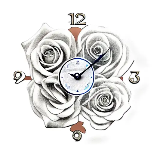 clock with roses 4:23 tattoo design idea