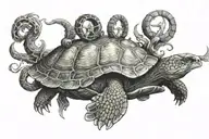 pentagram on the head of a turtle while working out while fornicating a goat tattoo design idea