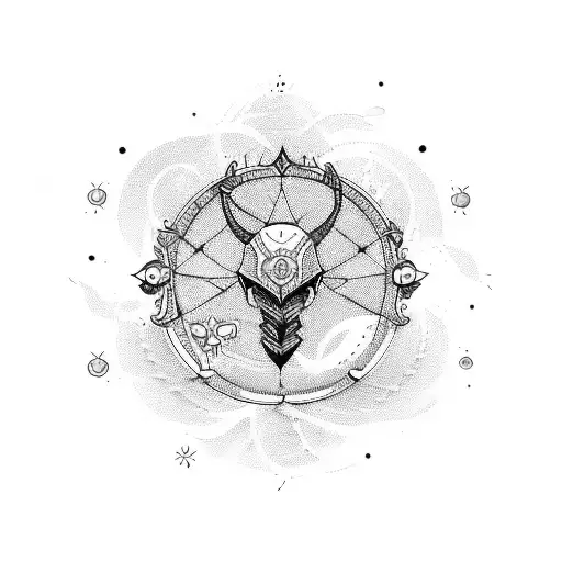 cancer astrology sign, cartoonish style tattoo design idea