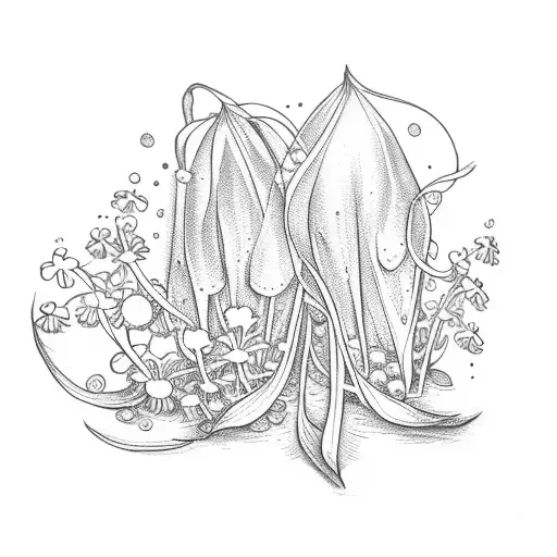 lily of the valley and daisies strung together in a straight line tattoo design idea