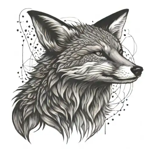 fox with an electric aura tattoo design idea