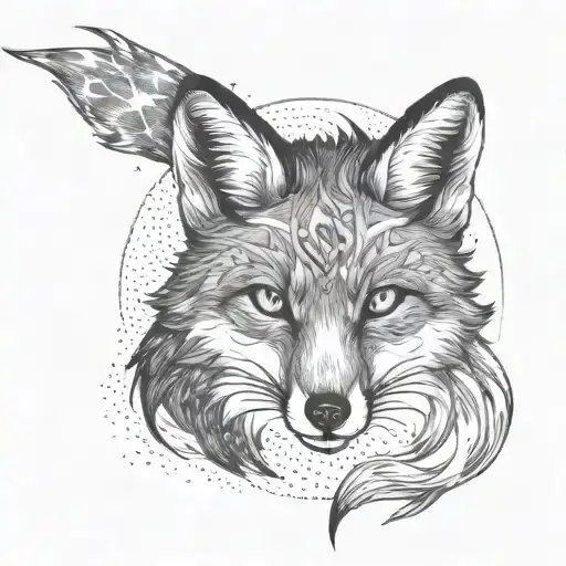 whole fox with lightning surrounding it tattoo design idea