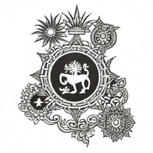 Cambodian flag and phillipine flag sun tattoo design idea