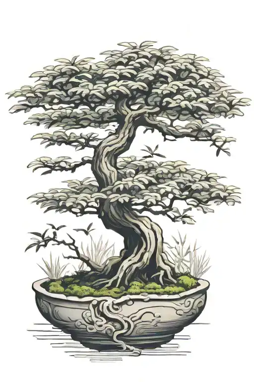 bonsai tree tattoo design idea